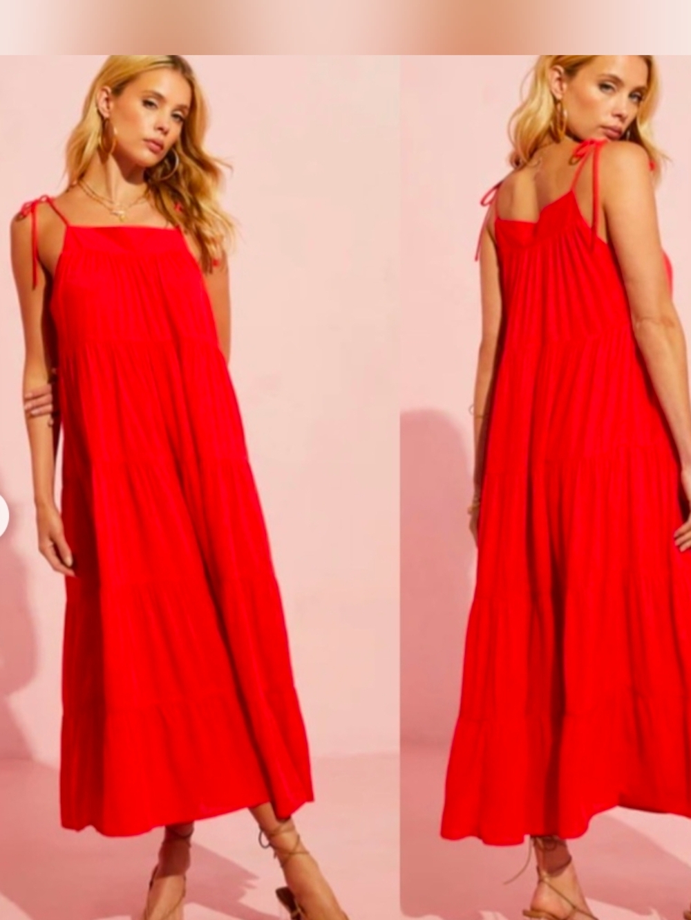 Gilli | Red Tie-Strap Maxi Dress